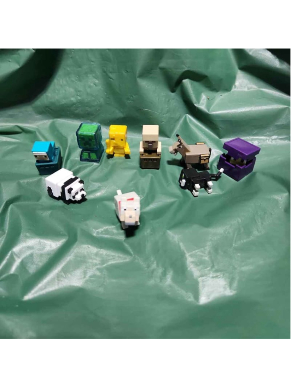 Minecraft Mini Figures Lot 8 Villager Creeper Panda Cat Donkey Shulker